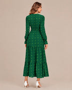 V-Neck Wrap Belted Tiered Swing Maxi Dress | Oyese