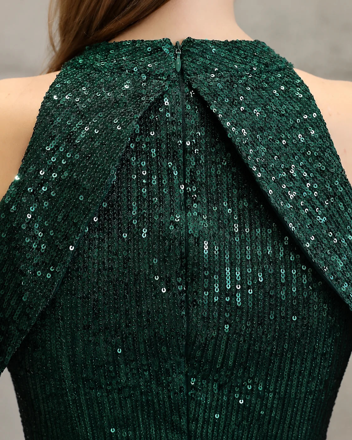 Keyhole Halter Sequin Mermaid Evening Gown | Oyese