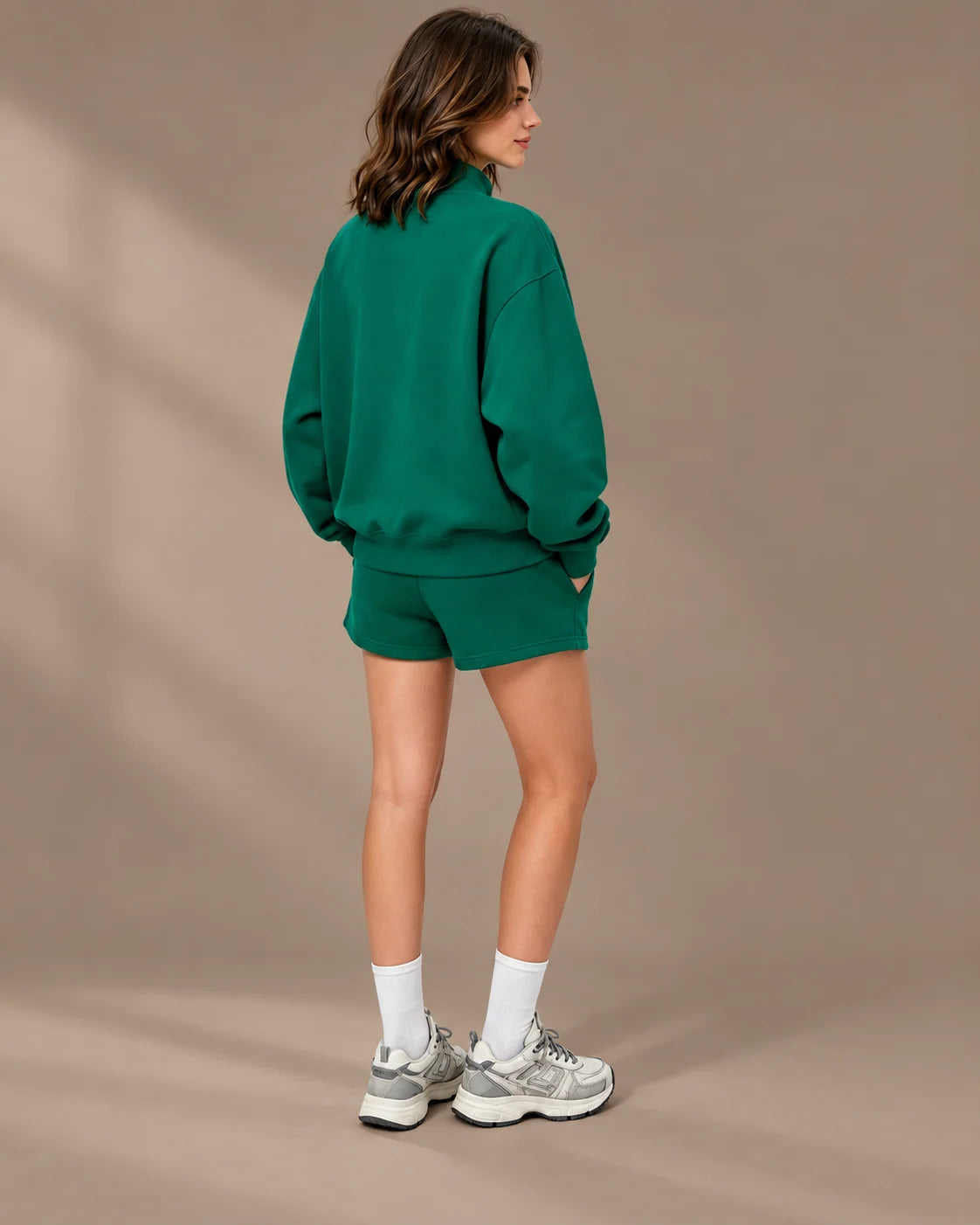 Oversized Mock Neck Fleece-Lined Pullover Sweatshirt | Oyese