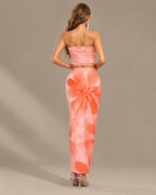 Watercolor Floral Strapless Top and Maxi Skirt Two Piece Set | Oyese