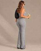 Strapless Top Low-Rise Flare Pants Set | Oyese