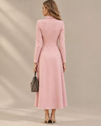 Double-Breasted Long Sleeve Fit and Flare Blazer Maxi Dress | Oyese