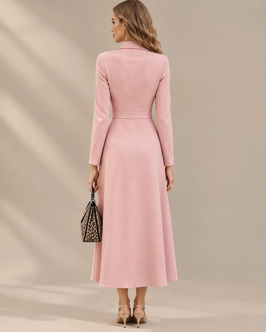 Double-Breasted Long Sleeve Fit and Flare Blazer Maxi Dress | Oyese