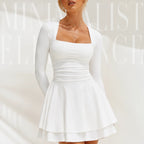 Women's Square Neck Long Sleeve Mini Dress