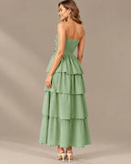 Strapless Smocked Bodice Tiered Maxi Dress | Oyese