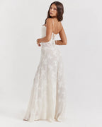 V-Neck Spaghetti Strap Floral Lace Slip Dress | Oyese