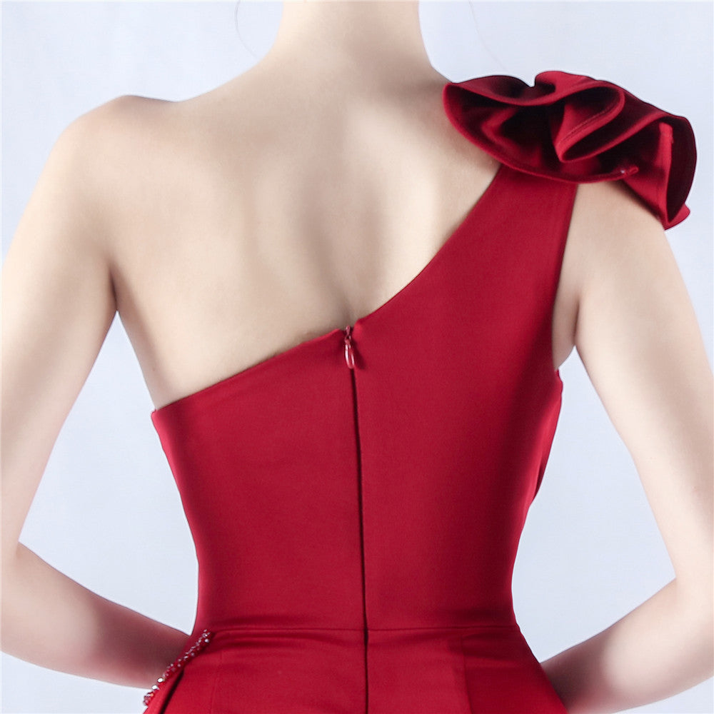 The Rose Gown — One-Shoulder Beaded Evening Dress