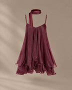 Chiffon Cami Mini Dress with Neck Scarf – Loose Ruffle Hem Party Dress | Oyese