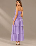 Strapless Smocked Bodice Tiered Maxi Dress | Oyese