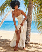 V-Neck Spaghetti Strap Floral Lace Slip Dress | Oyese