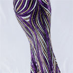 Spaghetti Strap Striped Sequin Mermaid Evening Gown | Oyese