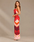 Watercolor Floral Strapless Top and Maxi Skirt Two Piece Set | Oyese