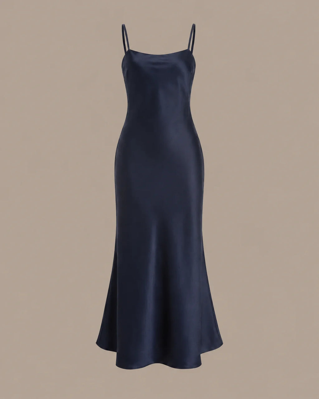Chiffon Cape Mock Neck Satin Midi Dress – Elegant Cocktail Wedding Guest Dress | Oyese