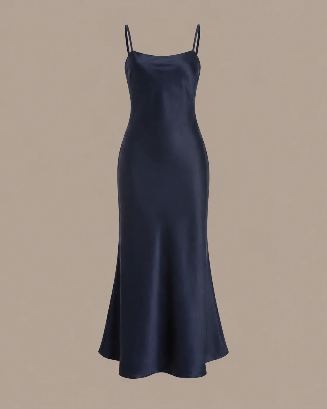 Chiffon Cape Mock Neck Satin Midi Dress – Elegant Cocktail Wedding Guest Dress | Oyese
