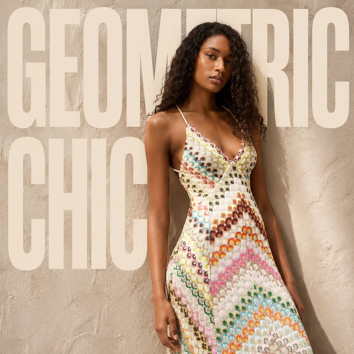 Women's Hand-Crochet Chevron Maxi Dress
