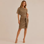 One Shoulder Sequin Ruched Cocktail Dress – Evening Party Glam | Oyese