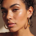 14K Gold & White Gold Plated Hoop Earrings