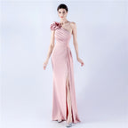 The Rose Gown — One-Shoulder Beaded Evening Dress