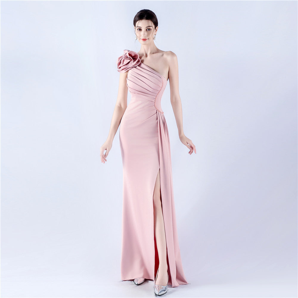 The Rose Gown — One-Shoulder Beaded Evening Dress
