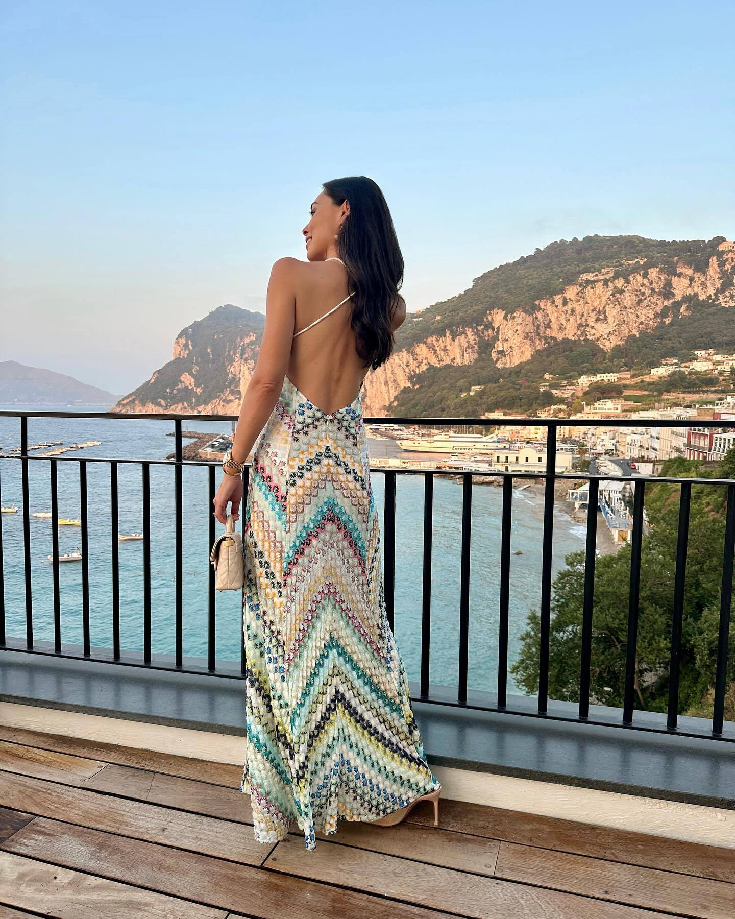Women's Hand-Crochet Chevron Maxi Dress