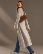 V-Neck Button Front Longline Ribbed Knit Cardigan | Oyese