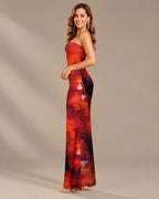 Watercolor Floral Strapless Top and Maxi Skirt Two Piece Set | Oyese