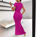One Shoulder Crop Top & Ruched Mermaid Skirt Set – Asymmetric 2-Piece | Oyese