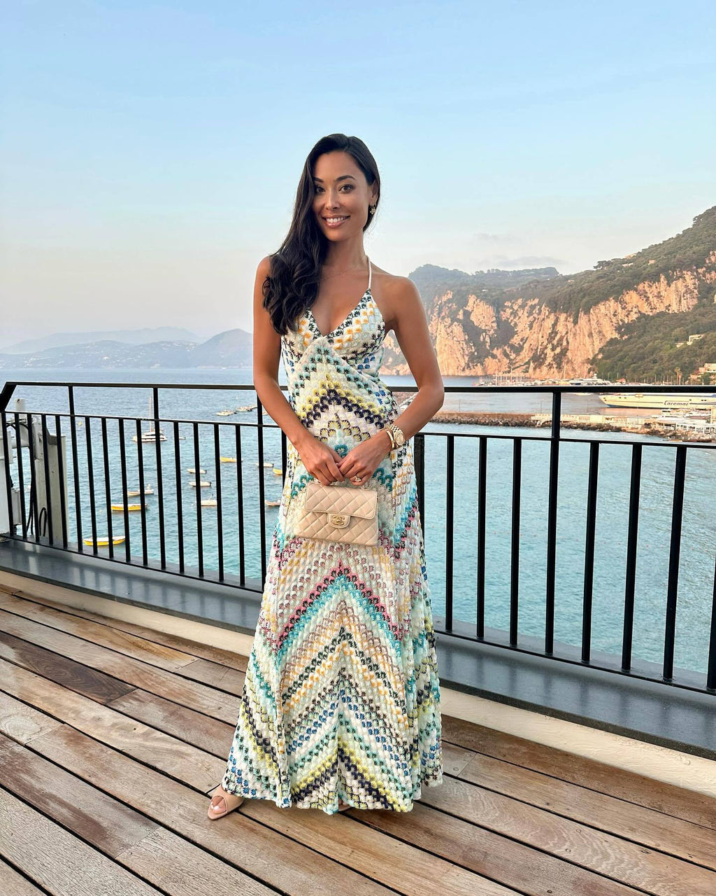 Women's Hand-Crochet Chevron Maxi Dress