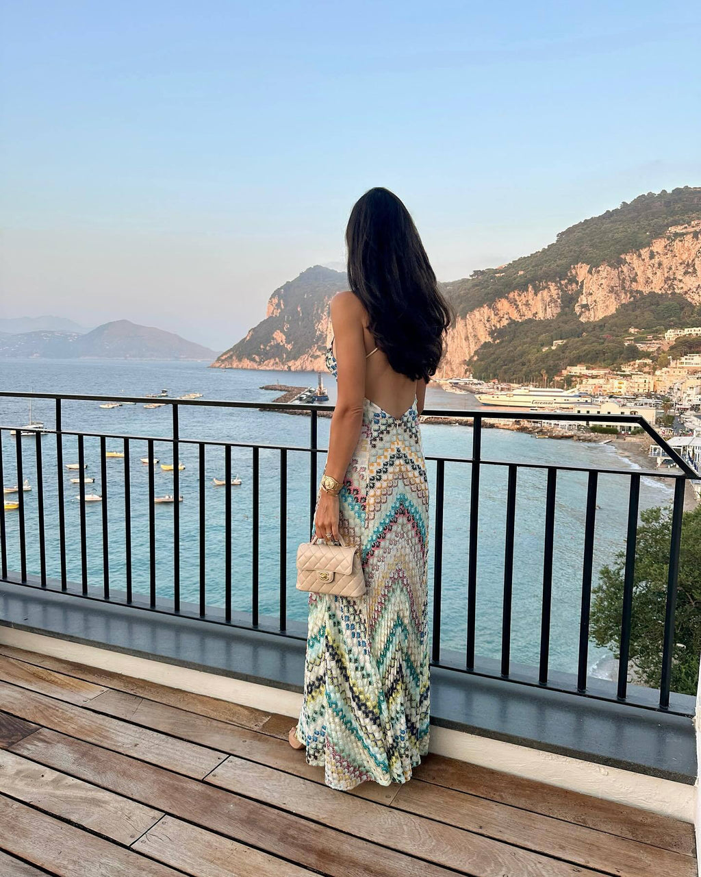 Women's Hand-Crochet Chevron Maxi Dress