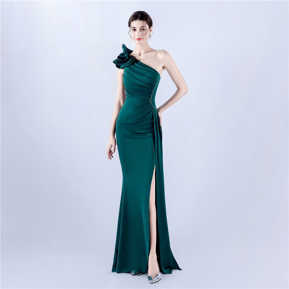 The Rose Gown — One-Shoulder Beaded Evening Dress