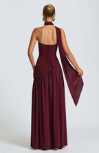 Women's Strapless Cape Halter Maxi Dress