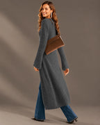 V-Neck Button Front Longline Ribbed Knit Cardigan | Oyese