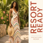 Women's Hand-Crochet Chevron Maxi Dress