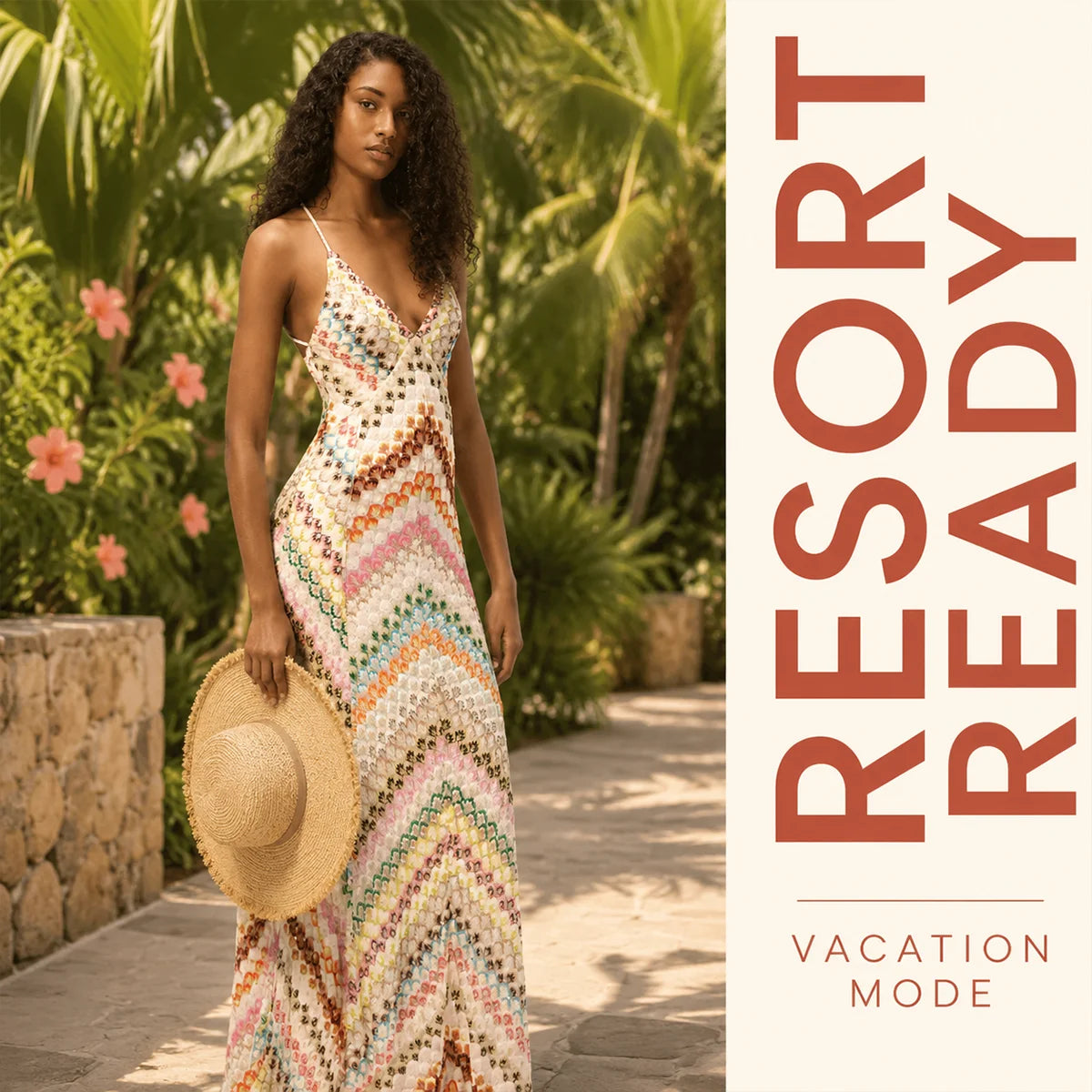 Women's Hand-Crochet Chevron Maxi Dress
