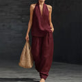 Women's 2-Piece Bamboo Linen Halter Set