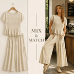 Women's 2-Piece Smocked Top & Wide-Leg Pants Set