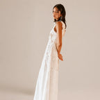 Elegant Crochet Eyelet White Maxi Dress