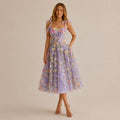 3D Floral Embroidered Tulle Mini Dress – Bow Strap Sweetheart Party Dress | Oyese