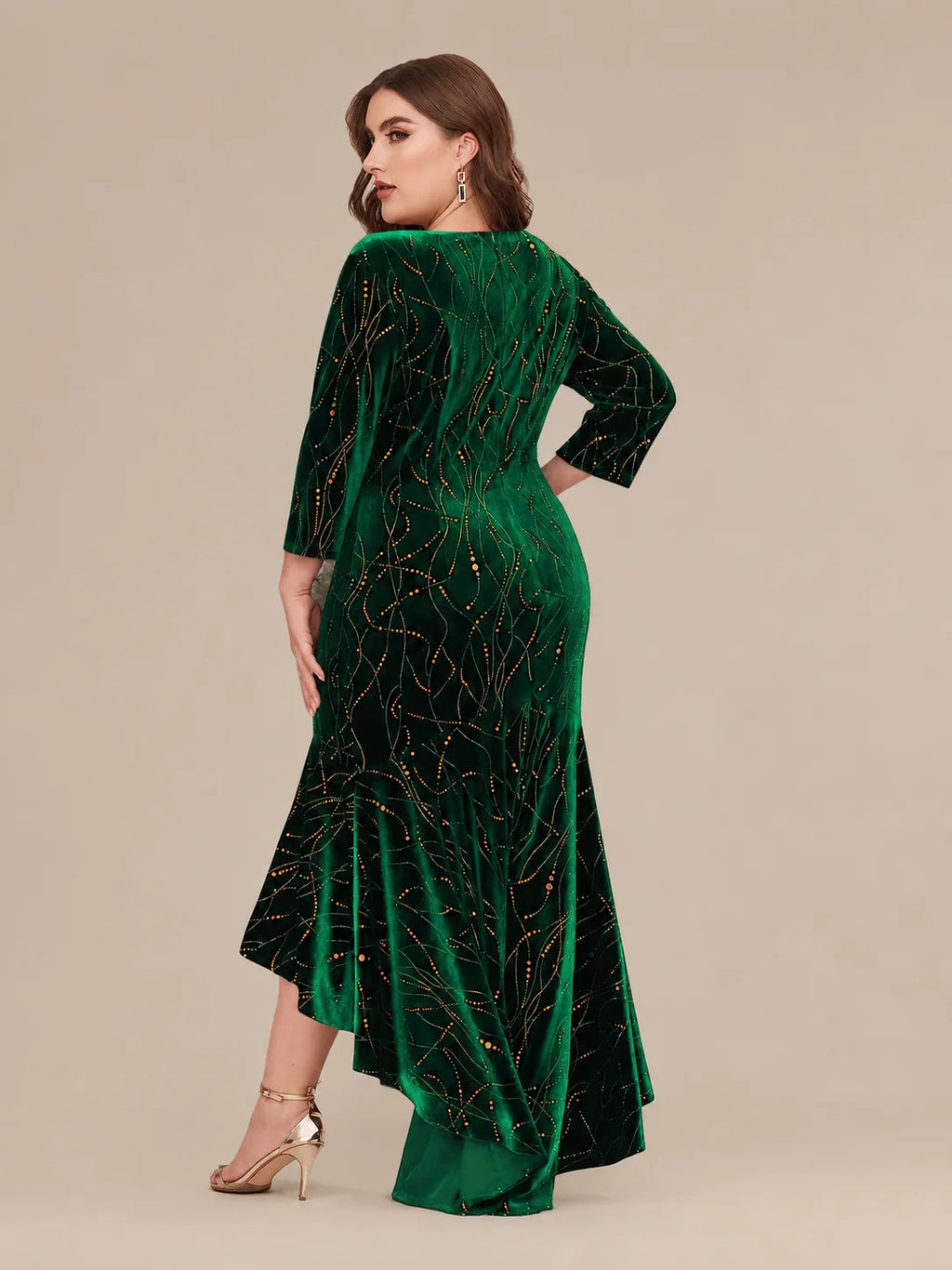 Plus Size Velvet Mermaid High-Low Evening Dress | Oyese