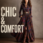 Women's Tartan Plaid Maxi Shirt Dress