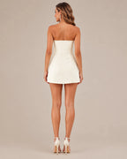 Strapless 3D Floral Applique Bodycon Mini Dress | Oyese
