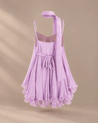 Chiffon Cami Mini Dress with Neck Scarf – Loose Ruffle Hem Party Dress | Oyese