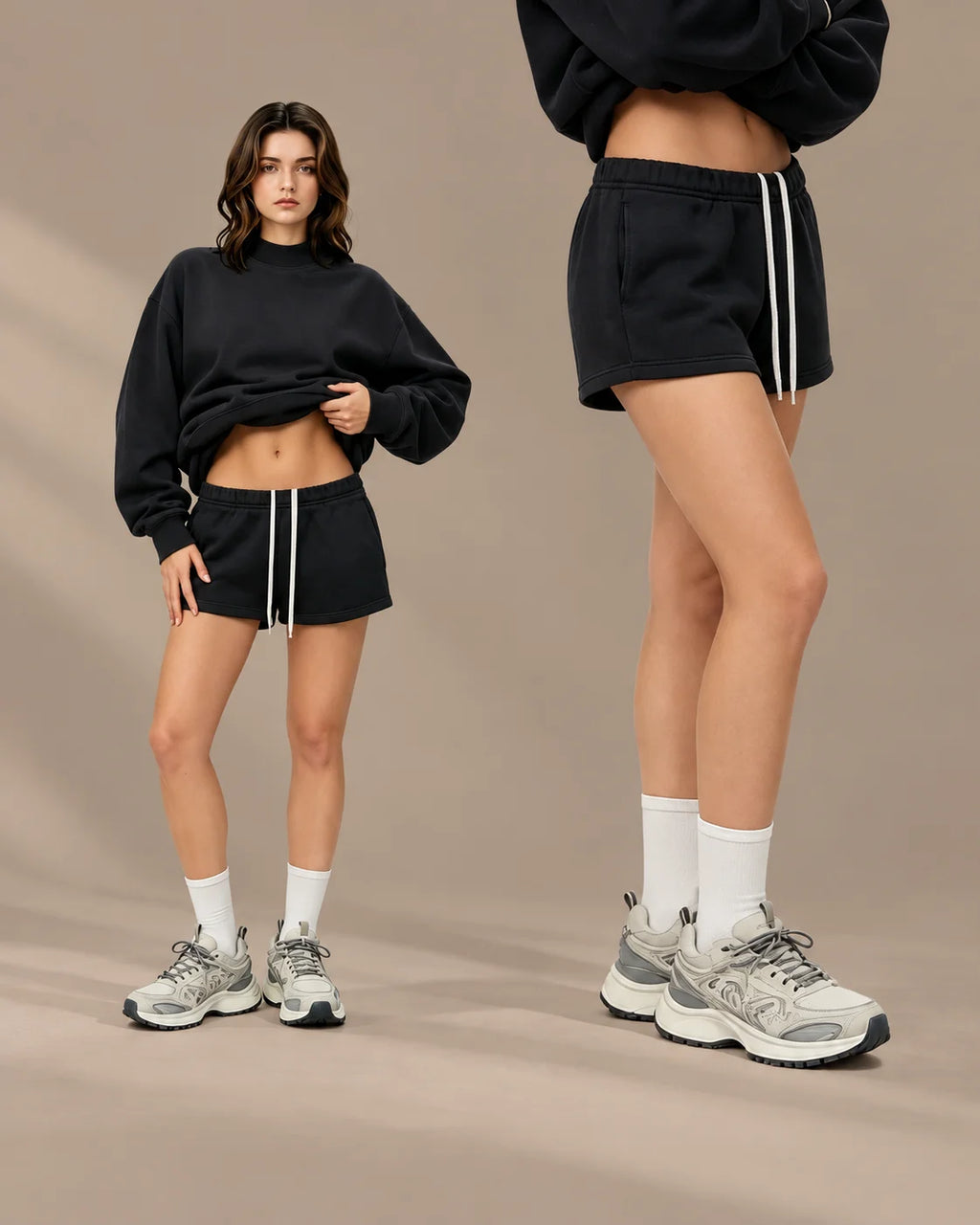 Oversized Mock Neck Fleece-Lined Pullover Sweatshirt | Oyese