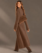 V-Neck Button Front Longline Ribbed Knit Cardigan | Oyese