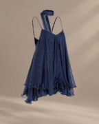 Chiffon Cami Mini Dress with Neck Scarf – Loose Ruffle Hem Party Dress | Oyese