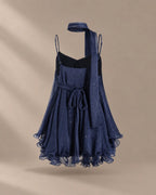 Chiffon Cami Mini Dress with Neck Scarf – Loose Ruffle Hem Party Dress | Oyese
