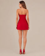 Strapless 3D Floral Applique Bodycon Mini Dress | Oyese