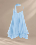 Chiffon Cami Mini Dress with Neck Scarf – Loose Ruffle Hem Party Dress | Oyese