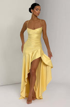 Sexy Strappy Ruffled Asymmetrical Dress