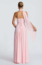 Women's Strapless Cape Halter Maxi Dress